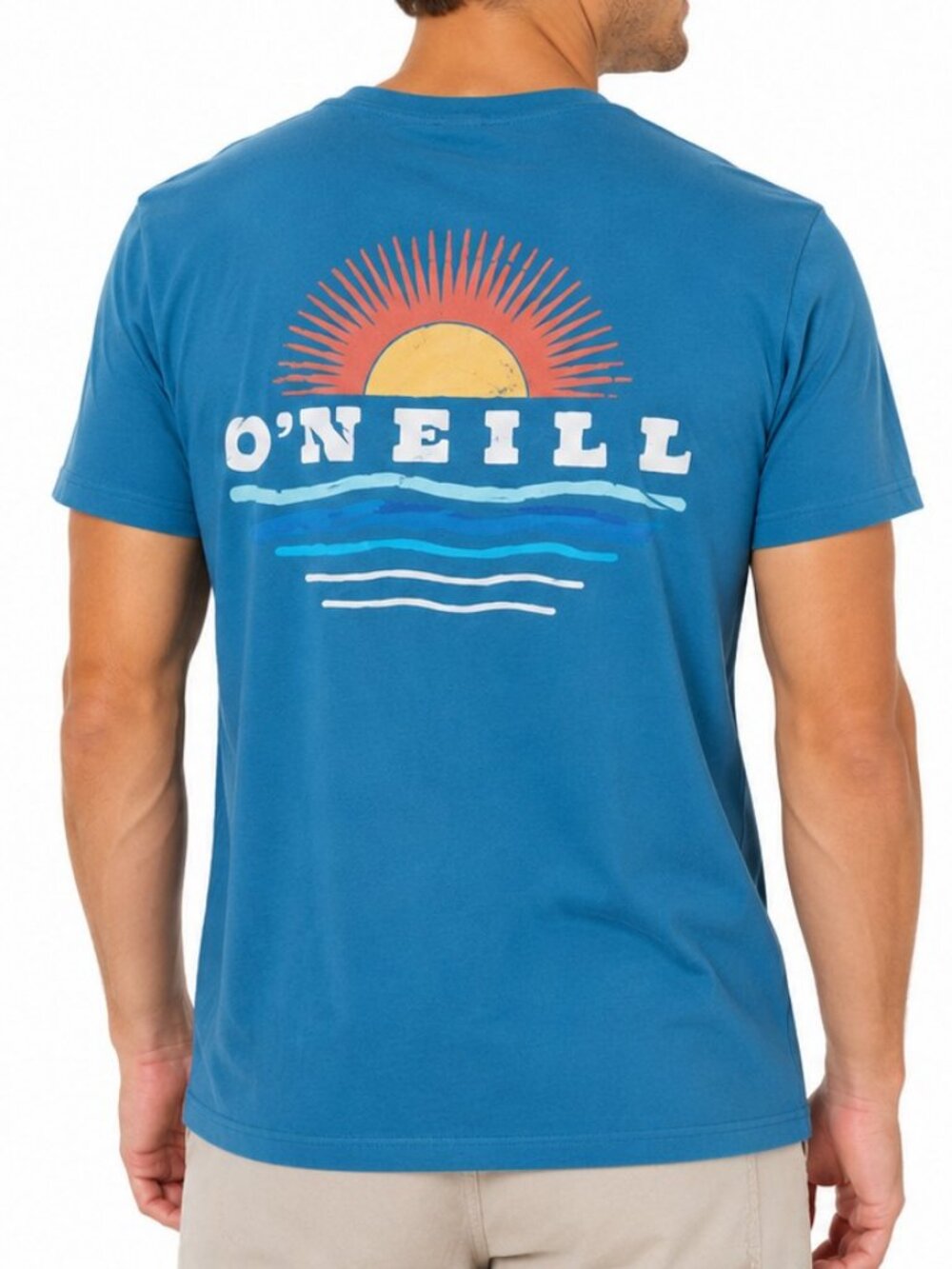 O'Neill Surf T Shirt Mens Large Blue Graphic Sunset Wave Short Sleeve Tee - Picture 2 of 8